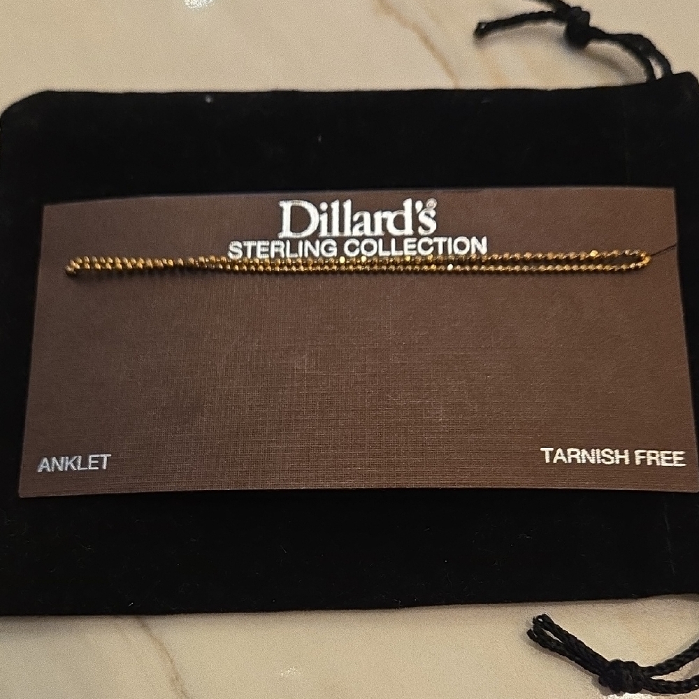 Dillard's Diamond Cut Gold Anklet Bracelet New No Tarnish
